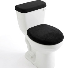 Toilet Lid Cover and Toilet Tank Lid Cover, Soft Velvet Toilets Covers with Elas