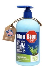 Blue Stop Max Massage Gel for Body Aches, 16 oz Pump Bottle; 3 in 1 Product Reli