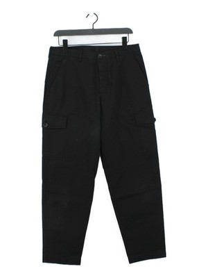 Paul Smith Men's Trousers W 30 in Black Cotton with Elastane Straight Cargo