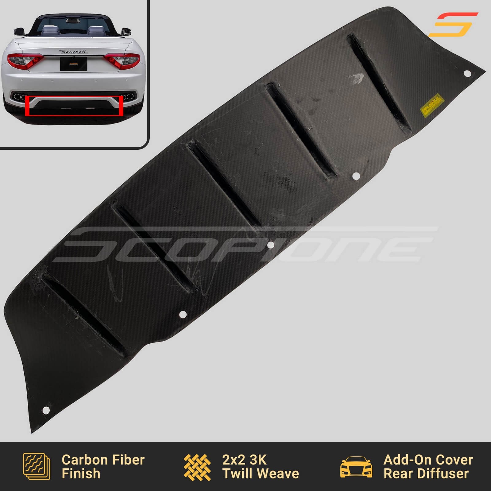 Scopione Carbon Fiber Rear Bumper Diffuser for Maserati 08-17 GranTurismo Cabrio