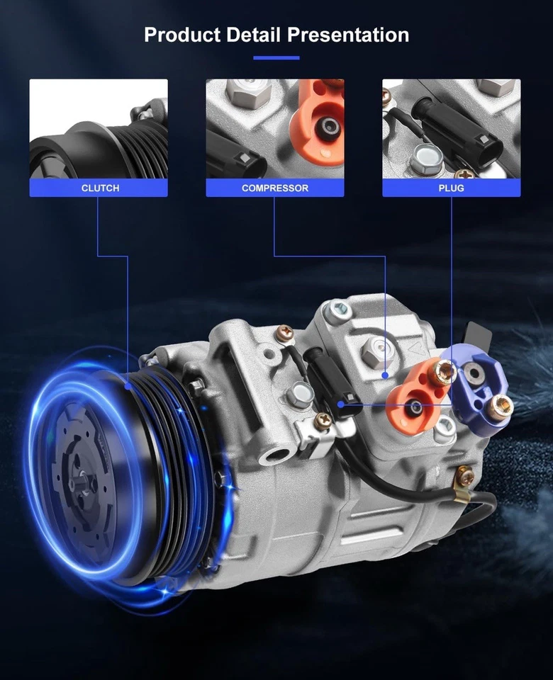 ECCPP AC Compressor 2008-2011 Fit for Mercedes-Benz S550 4.7L 2007-2011 5.5L - Image 3 of 4