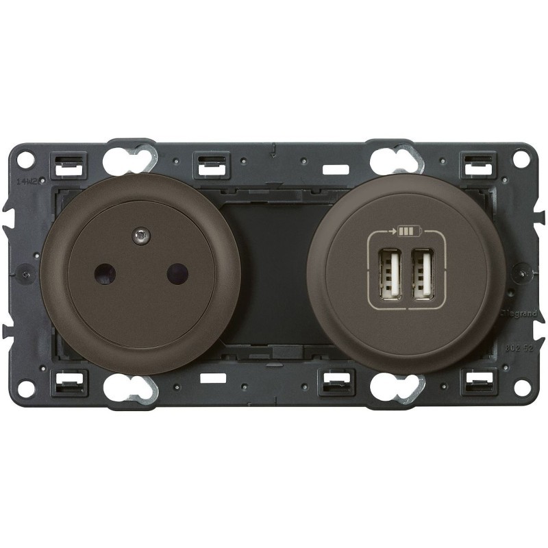 Prise de courant Céliane Surface Legrand 099538 avec double chargeur USB type C intégré