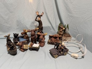 Lot of 10 Moose and black bear Figurines  
