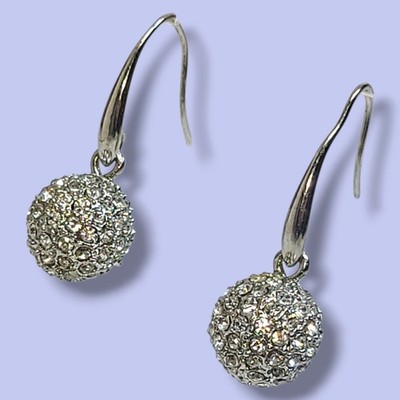 QVC Steel By Design Pavé Crystal Ball Dangle Earrings