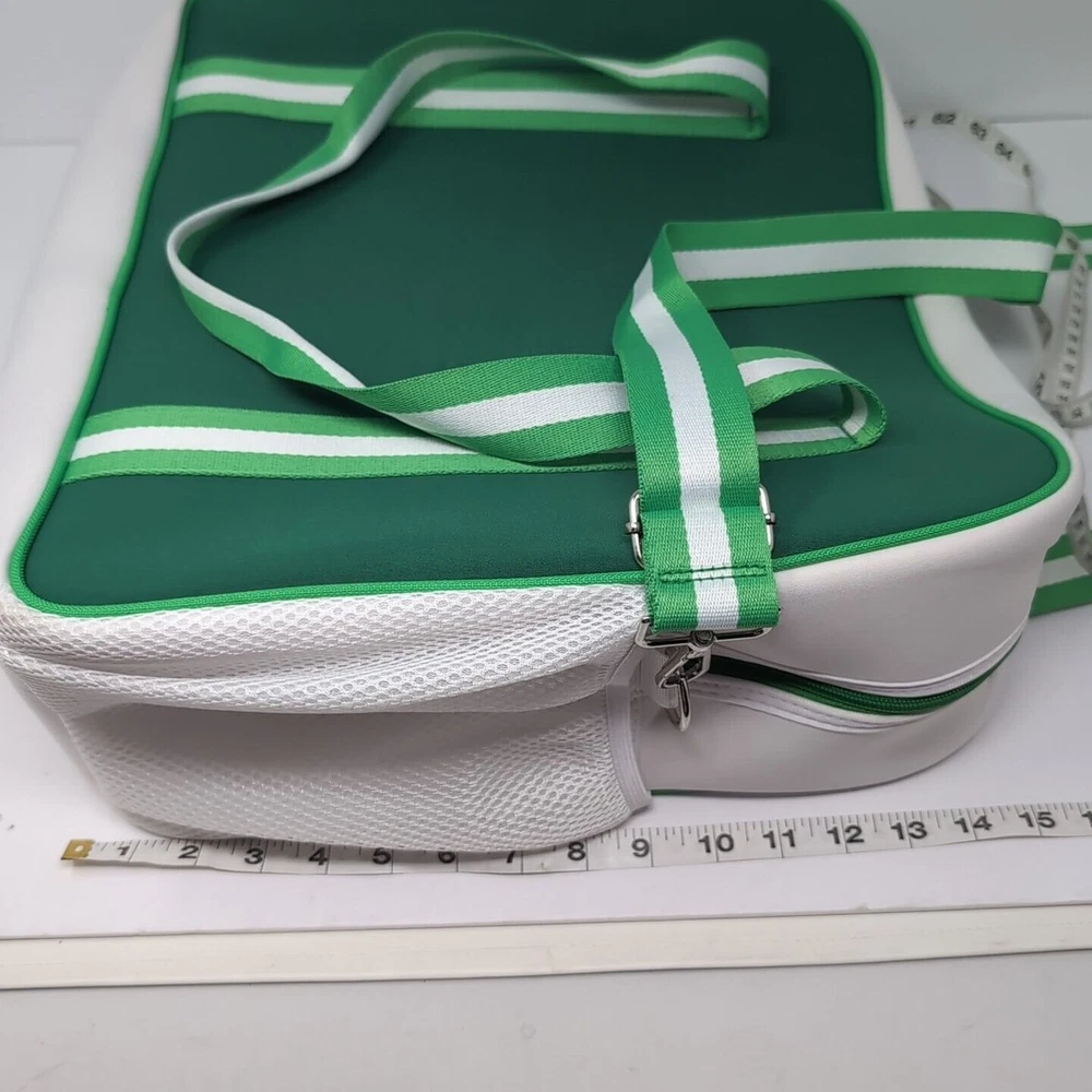 Pickleball Bag Neoprene Crossbody Double Handle Green White XL Tote Pickleball Bag Neoprene Crossbody Double Handle Green White XL Tote