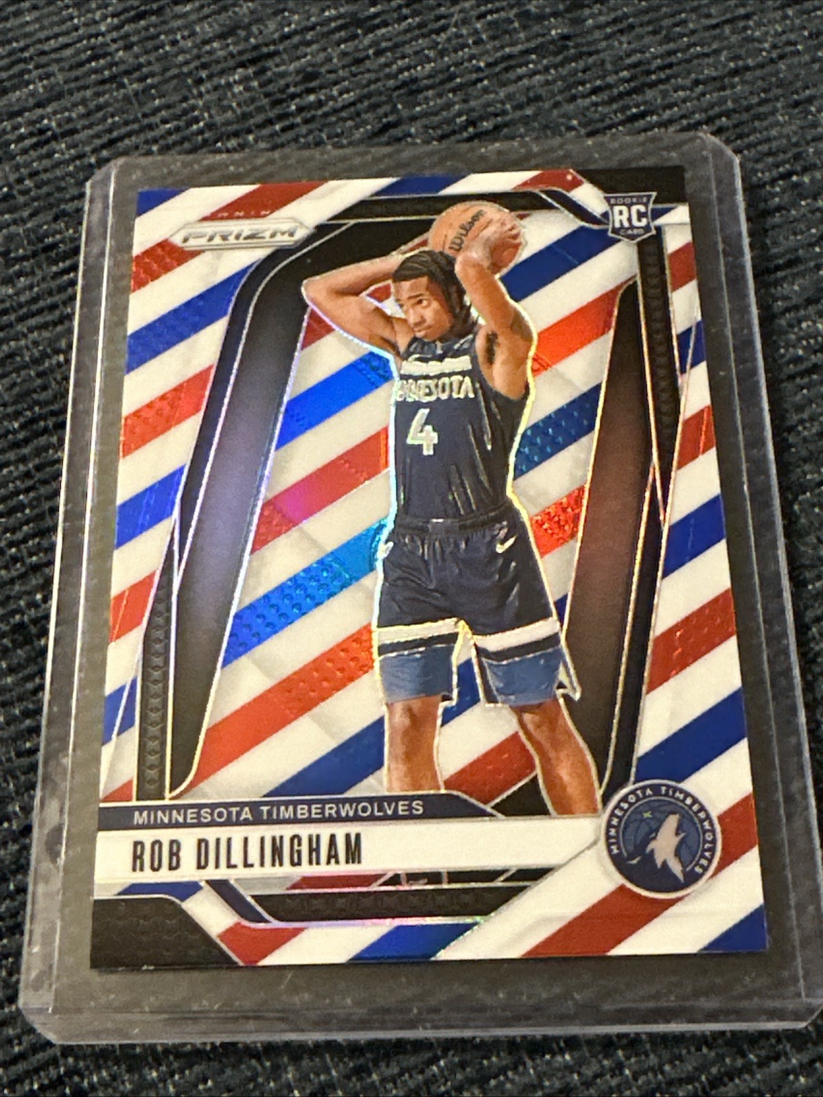 Rob Dillingham 2024-25 Prizm #250 Red-White-Blue Prizm RC Timberwolves-NBA