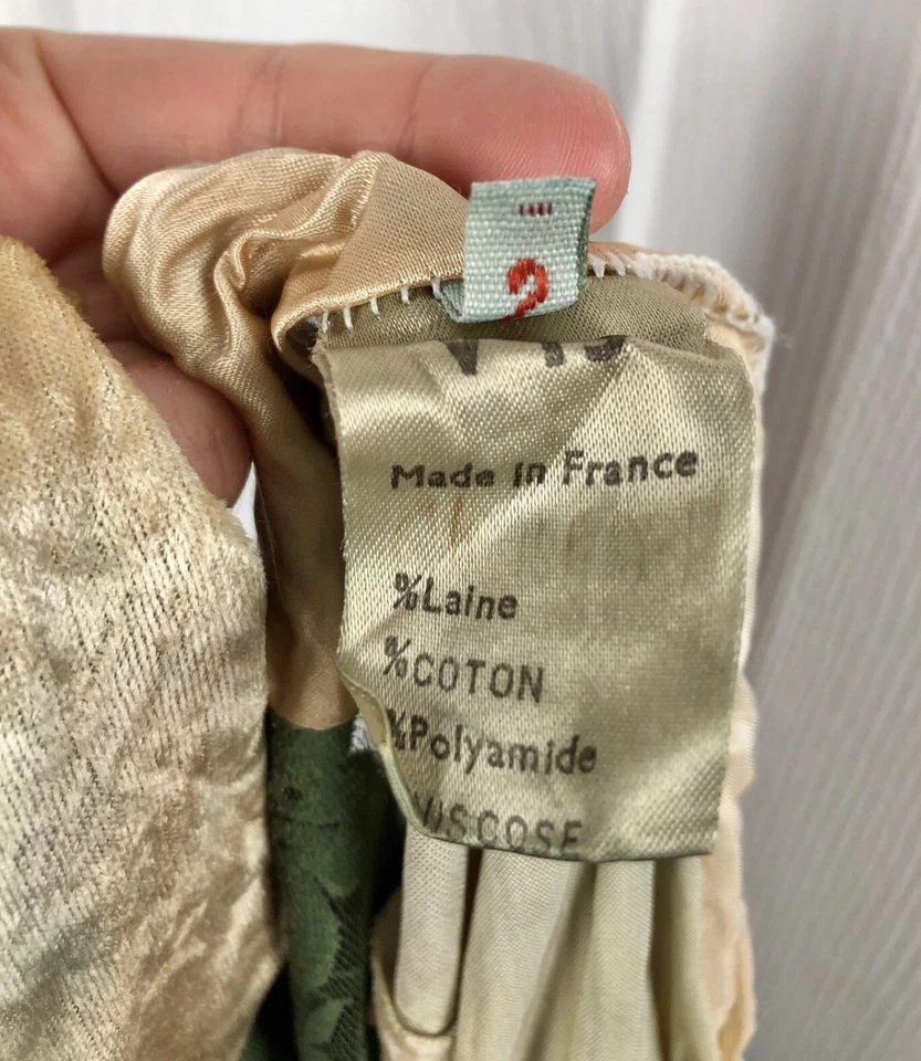 Vestido De Colección Patchwork Terciopelo Aplastado Encaje Desnudo Boho FRANCIA S M Envejecido Tie Dye Foto 3 de 4