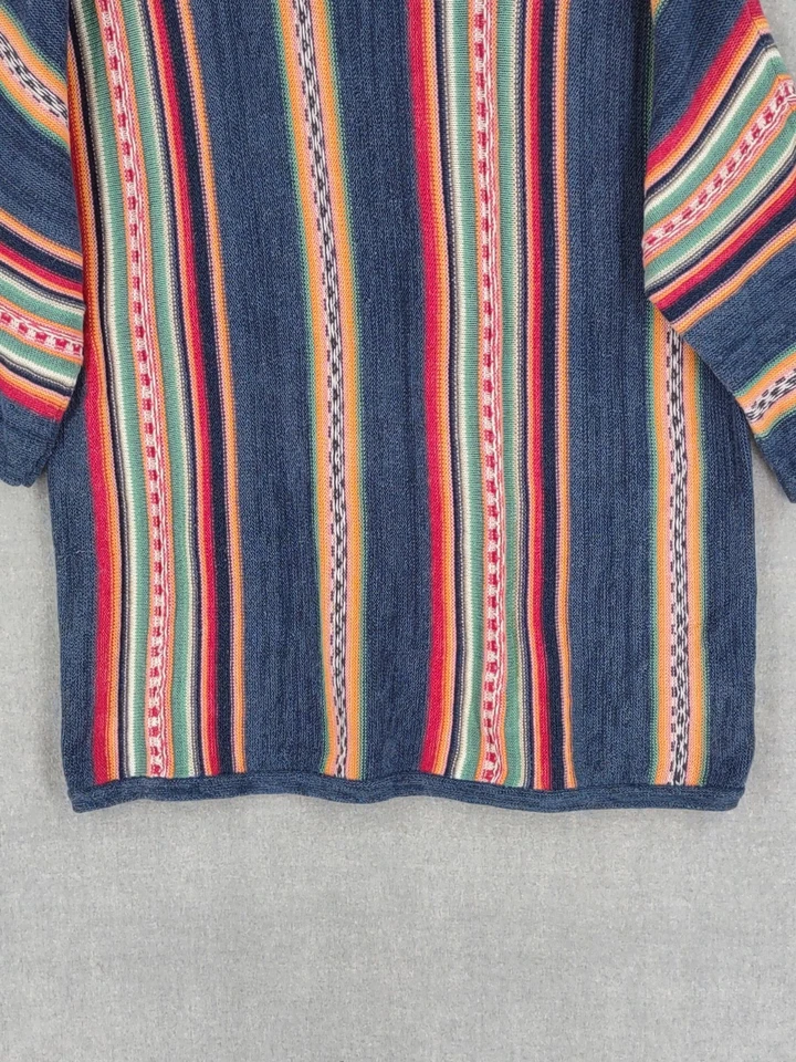 Suéter Chaps Ralph Lauren 2X Tejido Azteca Serape Rayas Túnica Suroeste Bohemio Foto 4 de 4