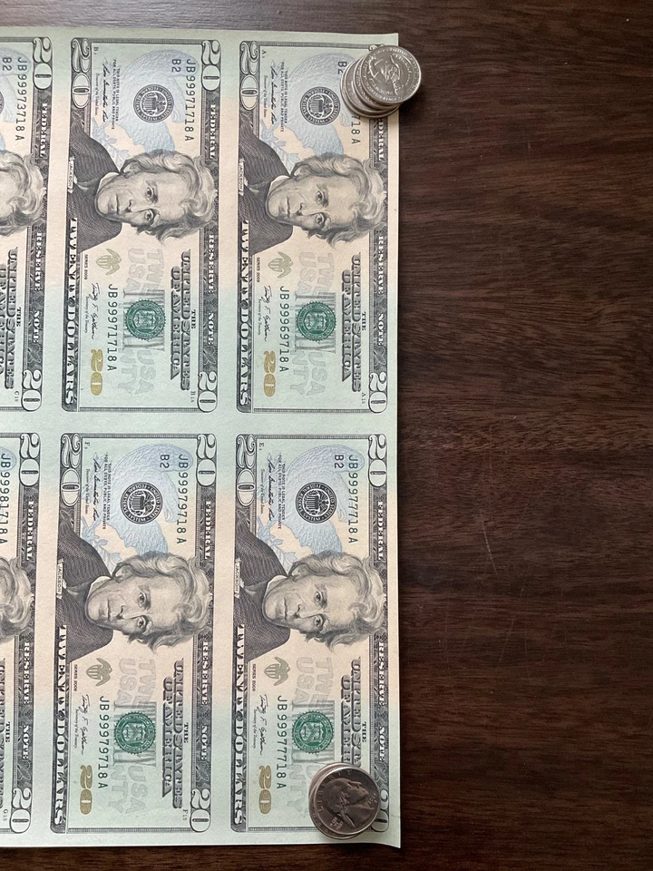 Uncut 20 Dollar 16 Sheet Note 2009 - Image 2 of 4