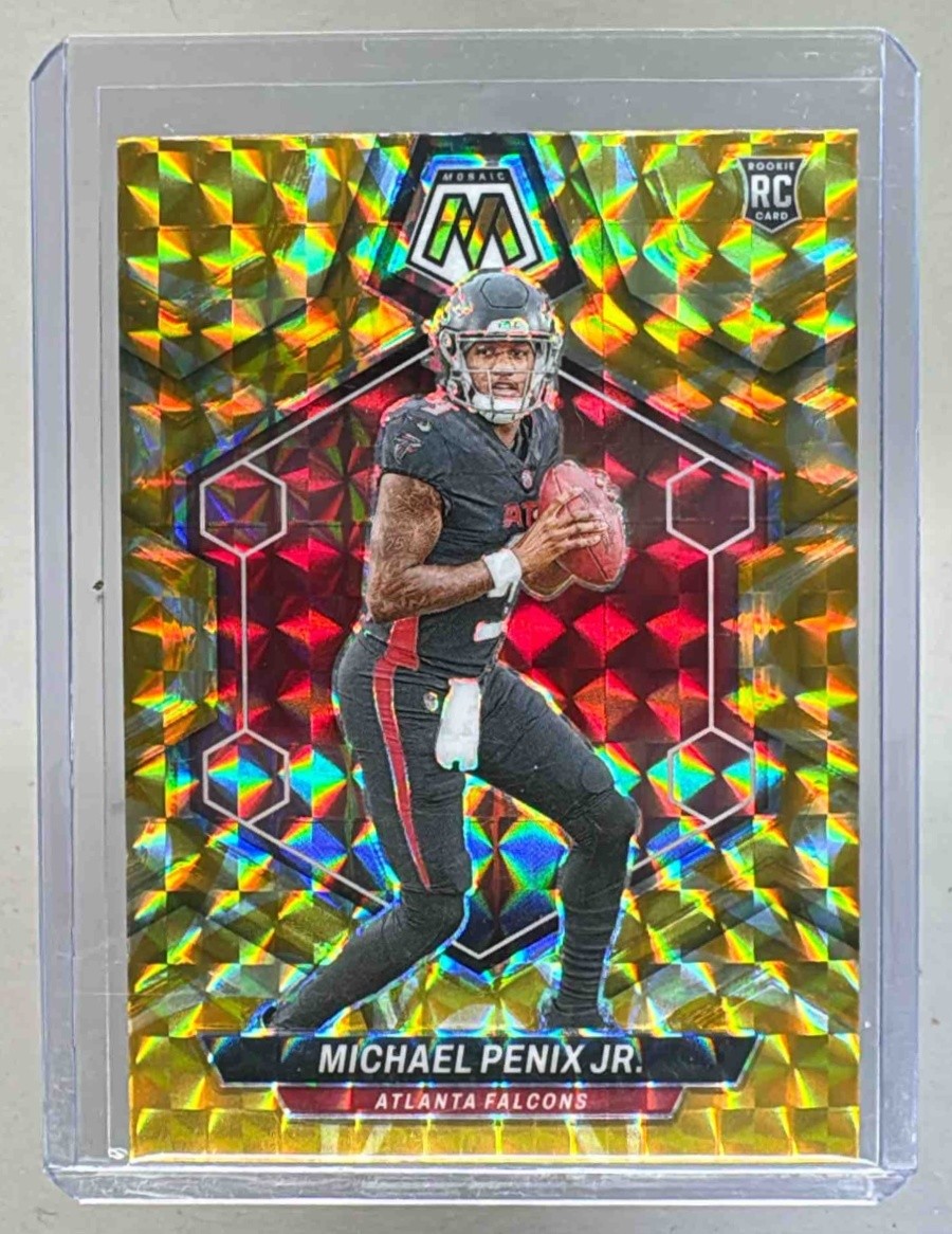 Michael Penix Jr 2024 Panini Mosaic #308 Reactive Yellow Prizm Rookie RC