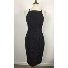 H&M Dress Women Sz 8 Sheath Bodycon Knee Length Cocktail Textured Black