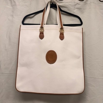 Women's Trussardi White & Brown Leather Tote Bag One Size