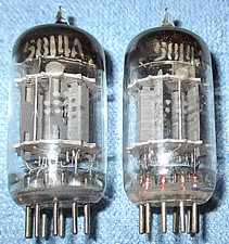 2 General Electric 5814A aka 12AU7 Vacuum Tubes Vintage 3-Mica Twin Triodes