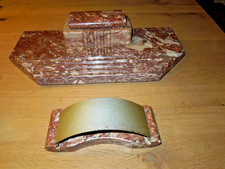 antike Schreibtischgarnitur aus rotem Marmor mit Löschwiege 41x18 cm top Zustand