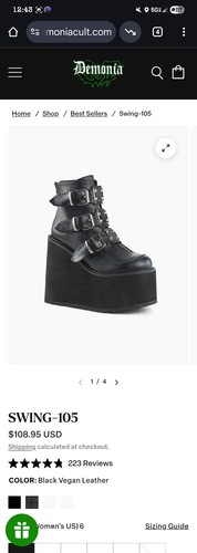 Swing 105 Black Matte Ankle Boot 5.5" Platform NY DEMONIA Used SIZE 10 - Picture 5 of 5