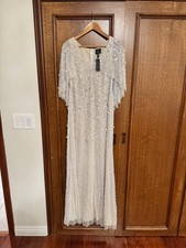 adrianna papell cape blush pink gown sequin size 12