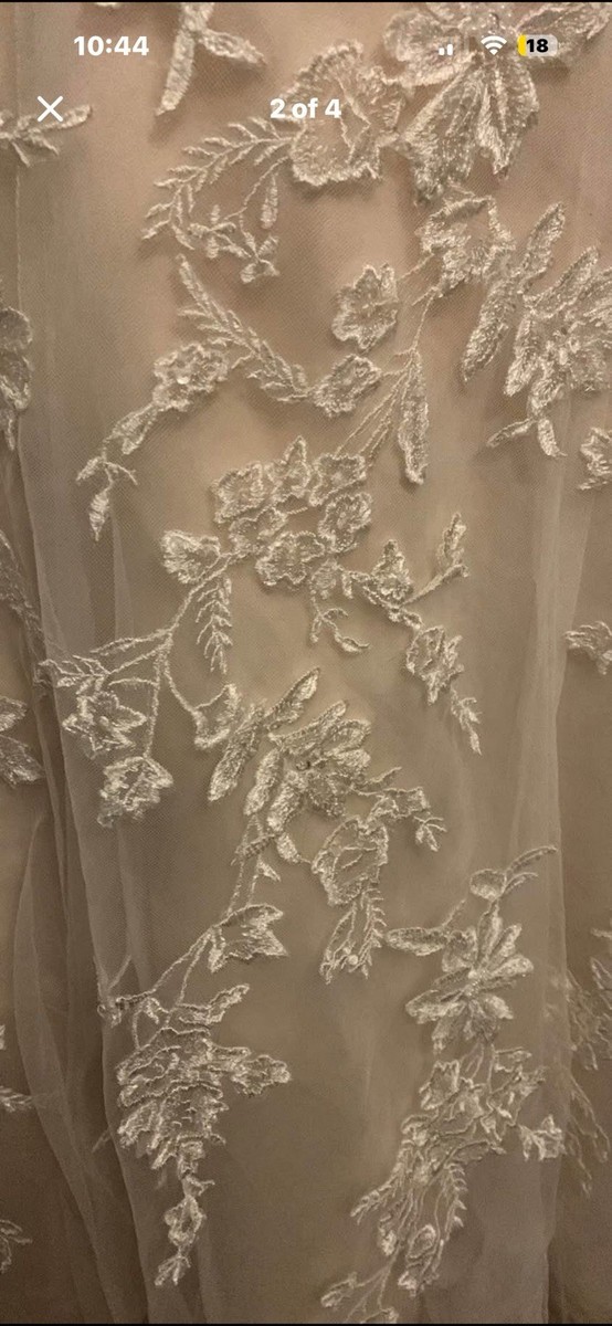 David's Bridal Ivory Lace Tulle A-Line Wedding Dress Strapless Train Size 2 View 2
