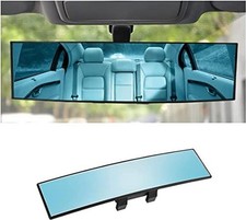 XINLIYA Car Rearview Mirror, 12 Inch Panoramic Wide Angle Anti-Glare, Clip Blue