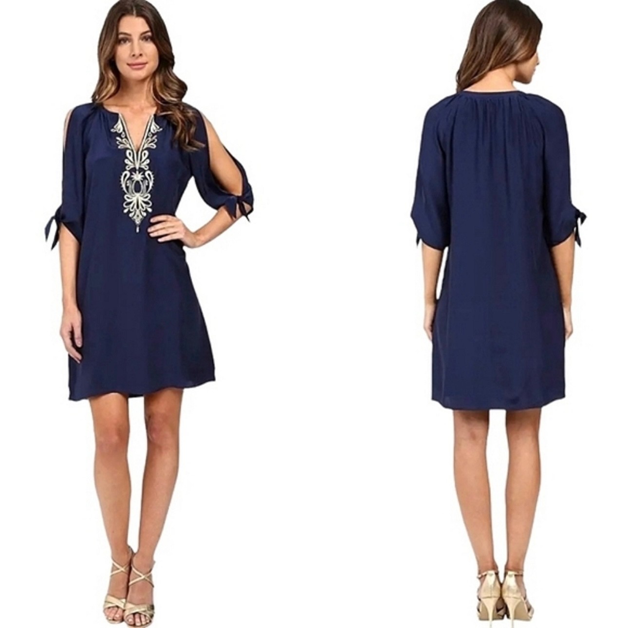 Lilly Pulitzer  Women's Navy Silk Gold Bryce Dress Size S