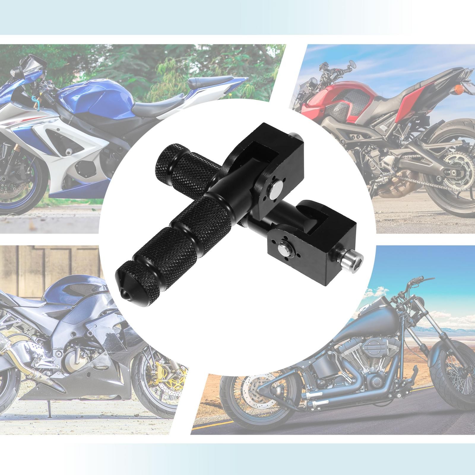 1 Pair 8mm Aluminum Alloy Motorcycle Rearset Fold Footrest Footpeg Cycling Black