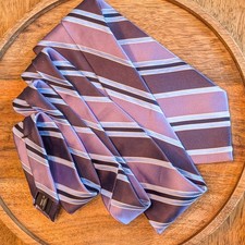 Croft & Barrow 100% Silk Tie – Purple Lavender Blue Diagonal Striped 59" x 4"