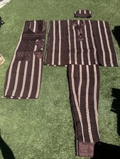 Agbada Dashiki African Men Embroidery Robe 4 Pieces Bazin Shirt Pants Suit Set