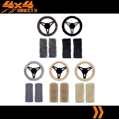 Steering Rack Wool AUSTRALIAN SHEEPSKIN WOOL FLEECE STEERING WHEEL & SEAT BELT PROTECTORS ...
