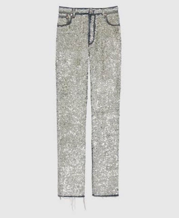 マ時　GUCCI グッチ FW2009 Sequin Pants パンツ Gucci Sequins denim pant Silver Runway- BNWT- RRP$4,900 USD