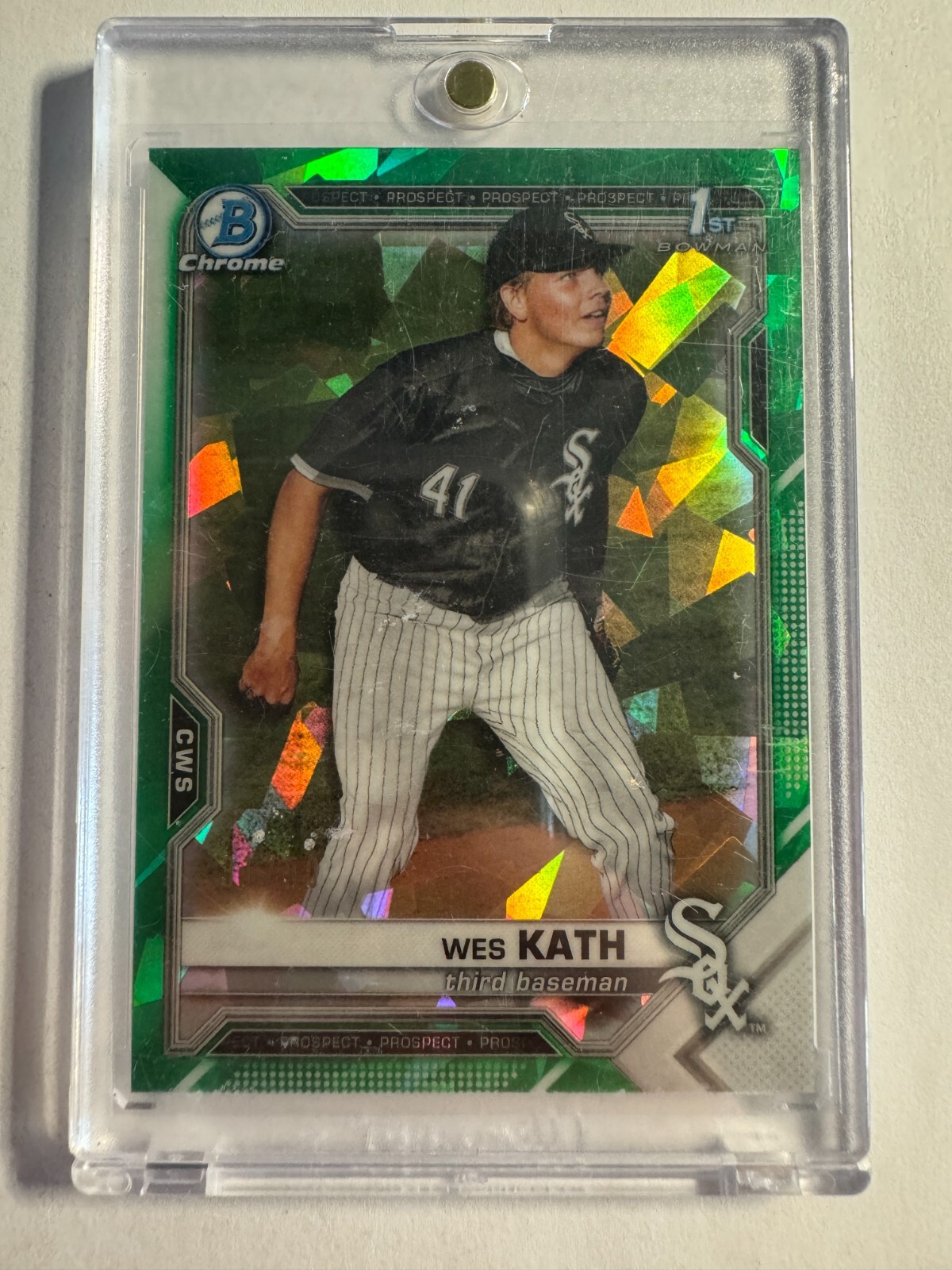 K154,156 - 2021 Bowman Chrome Draft Sapphire Green #BDC43 Wes Kath #/50