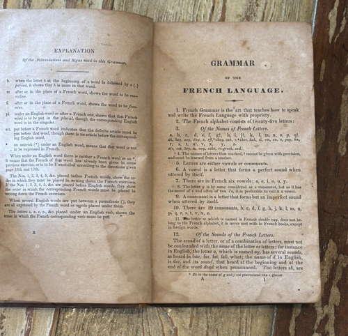 Antique 1839 Bolmar Levizac's French Grammar Book Leather 5th Edition Decorative - Picture 18 of 23