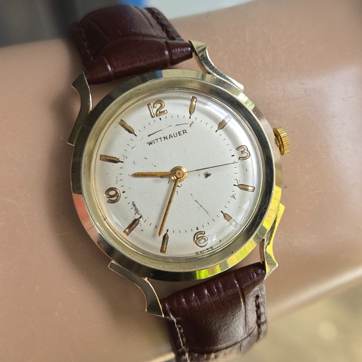 WITTNAUER ウィットナー ヴィンテージ 手巻き時計 美品 腕時計Wittnauer ウィットナープラック文字盤手巻きアンティーク