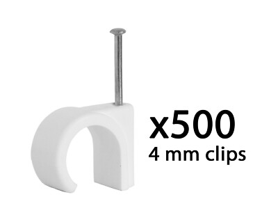 500 Clip Per Cavo Tondo 4,5 Mm - Pro-Power, Nere, Resistenti, Per Cavo Telefonico E CAT5