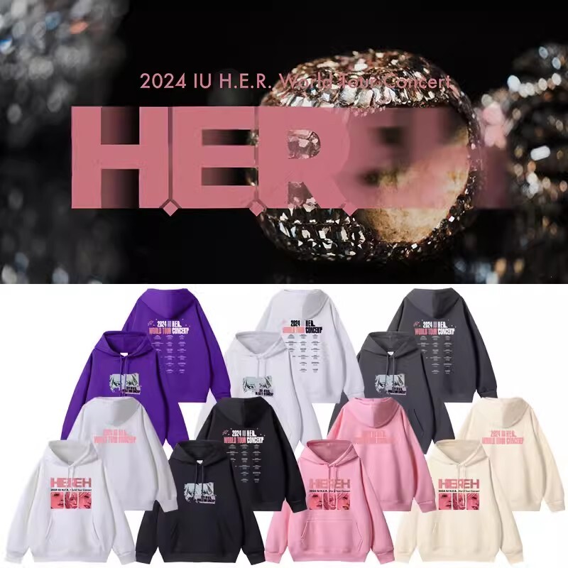 Kpop IU 2024 H.E.R. WORLD TOUR CONCERT Unisex Cap Hoodie Coat | eBay