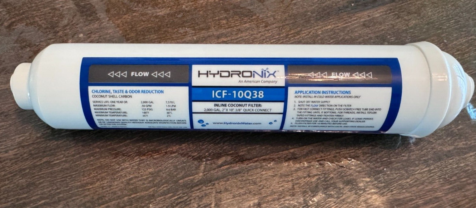 Hydronix ICF-10Q38 Inline Coconut Carbon Water Filter 2000 G
