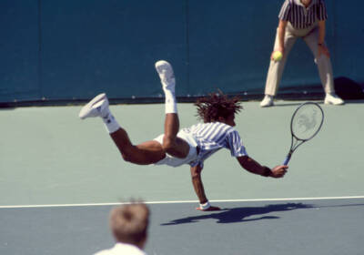 Yannick Noah of France in action during the Lipton International  - Old Photo 1