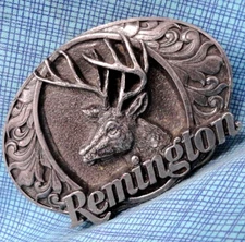 Remington Arms Promo Belt Buckle Deer Hunter Vtg 90s Bergamot 1st Run    .TAZ105