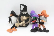 Pumpkin Cauldron Boho Farmhouse Fall Halloween Enchanted Witch Gnome Lot of 4