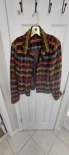 Liz Claiborne Colorful Striped Lined Long Slee Blazer Button Jacket Size Large