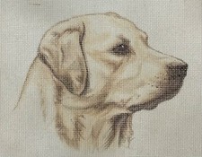 Hand-Painted Yellow LABRADOR RETRIEVER Dog Needlepoint Canvas 10 x 8" on 14 mesh