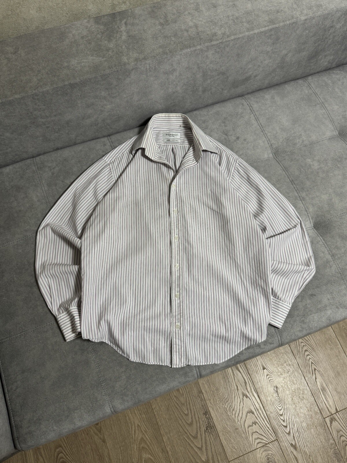 Camicia classica vintage Yves Saint Laurent Pour Homme YSL a righe taglia M