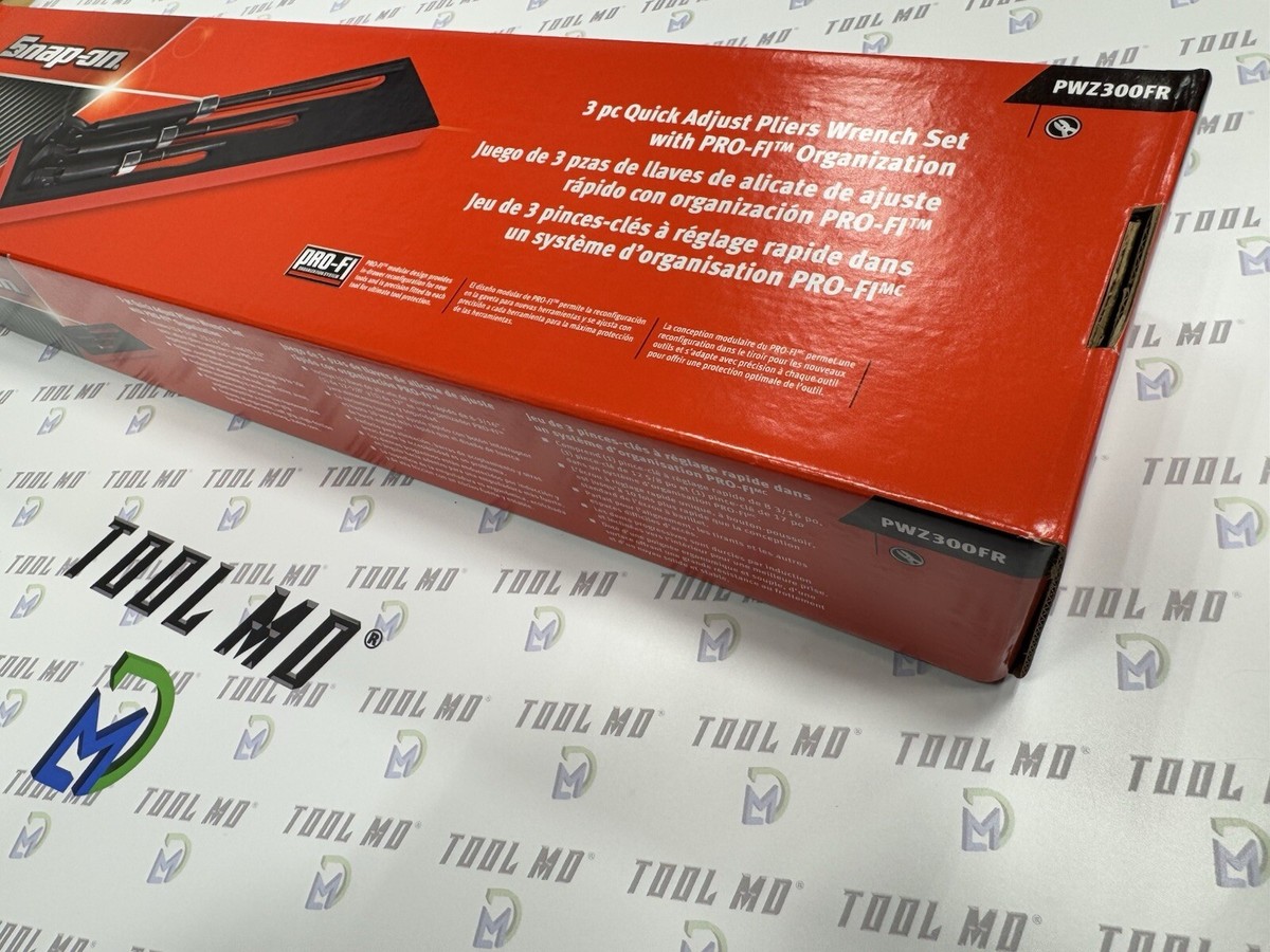 Snap-on Tools SPAIN NEW RED 3-Piece Quick Adjust Plier Wrench Foam