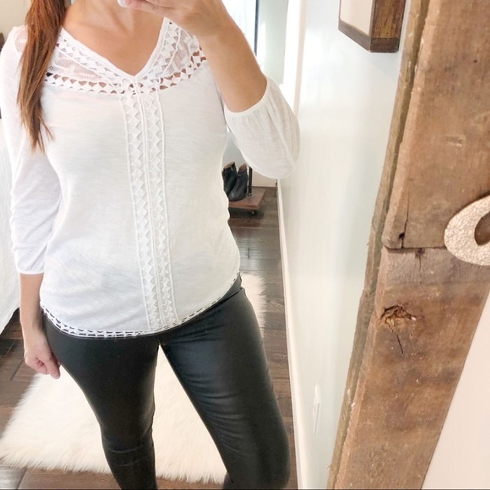 Lucky Brand small oversized basic white blouse - image 3