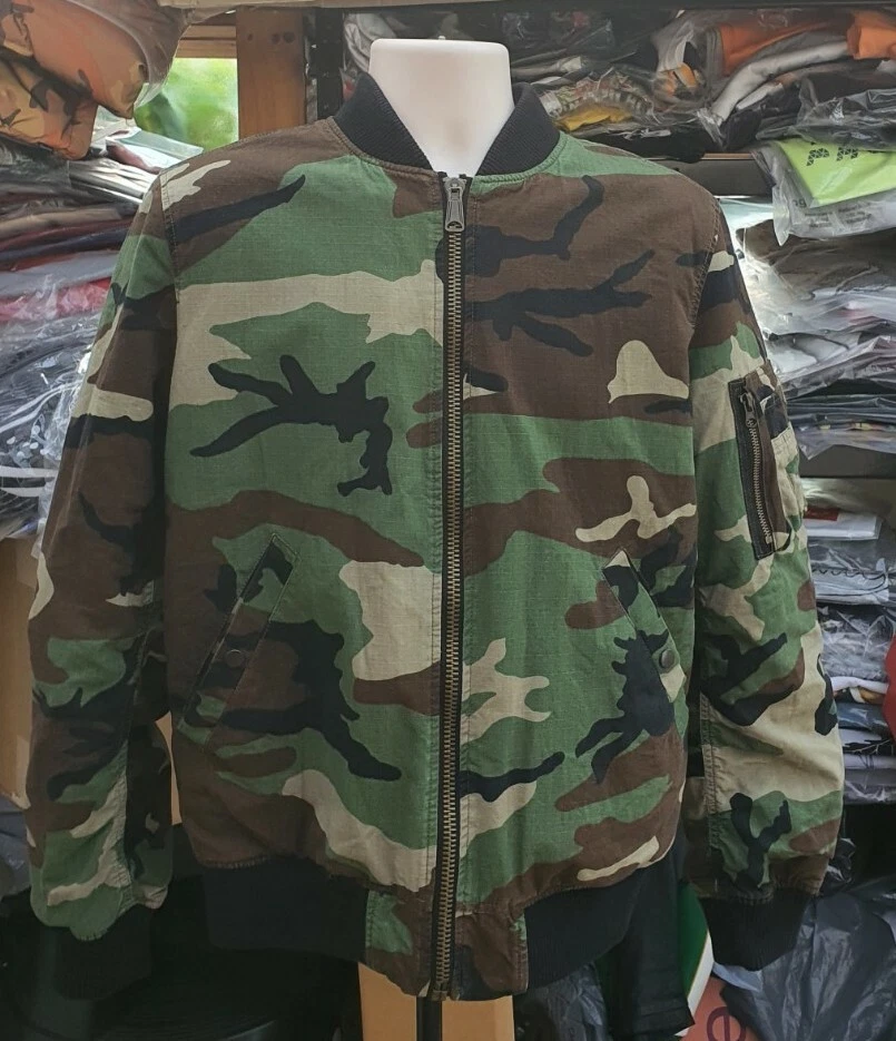 SS15 Supreme Camo Vert/Noir MA 1 Réversible Coton Veste Bomber M