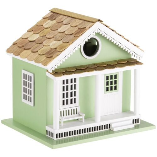 NEW! OUTDOOR HAND MADE BIRDHOUSE - BIRD COTTAGE PERCH - GREEN LAKE HOUSE - Picture 1 of 9