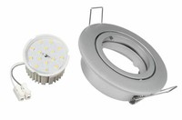 Led Flacher Flat Einbaustrahler Spot Silber Matt Rund+Flat Led 7W Warmweiss 230V