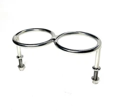 Custom Manufacturer, Dual Cup Holder, Stainless Steel, NEW, W/ Mount Hardware
