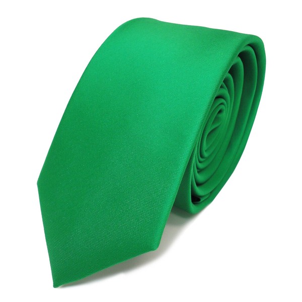 Schmale Tigertie Satin Krawatte GrüN LeuchtgrüN Uni - Binder Schlips Tie-image