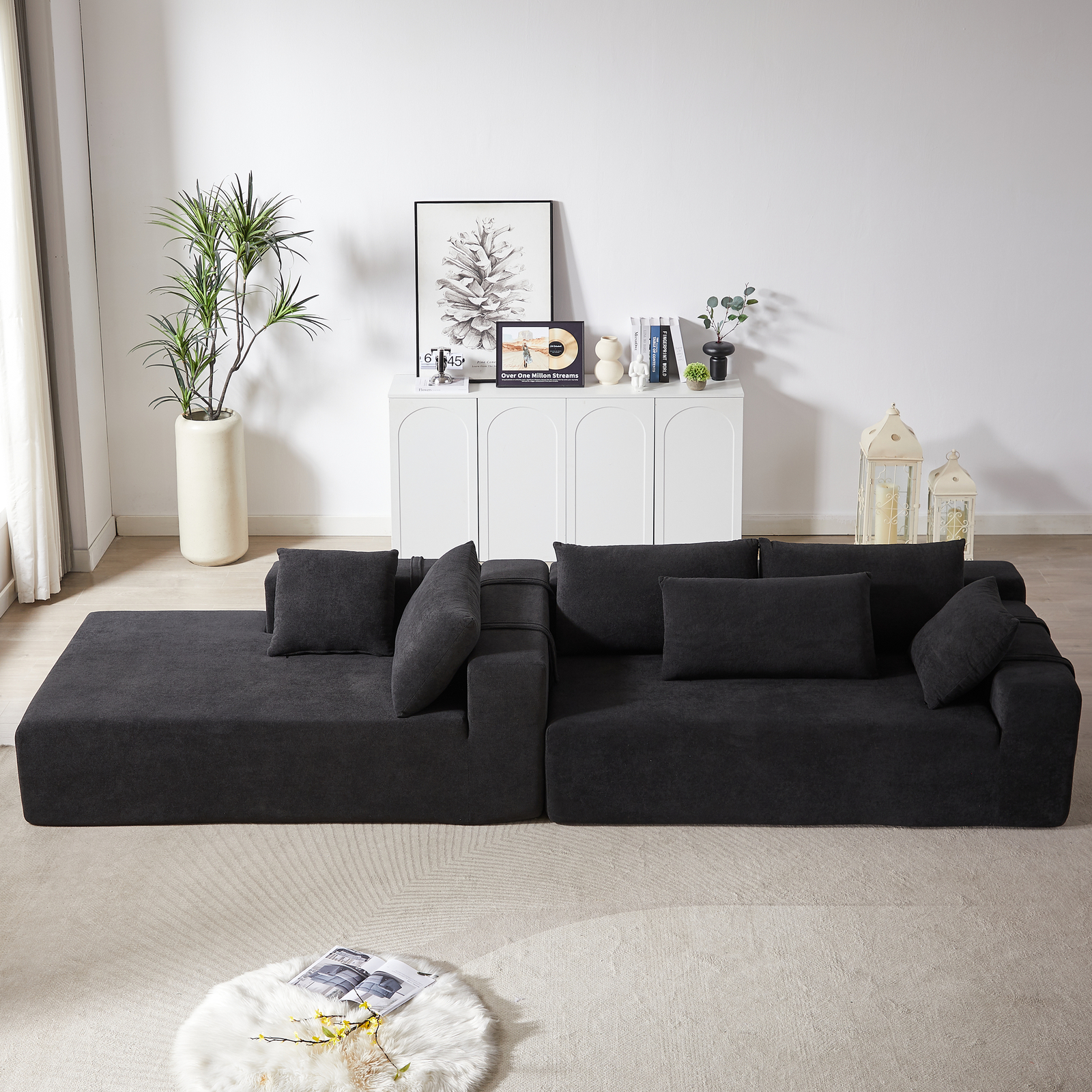 Modern Chenille Sectional Sofa 108
