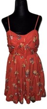 Spaghetti Strap Small Floral Print Multicolor Tie Front Short Sundress