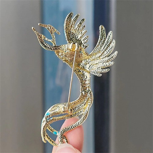 Chinese Style Enamel Rhinestone Phoenix Crystal Legend Birds Brooches Coat Pins - Picture 4 of 19